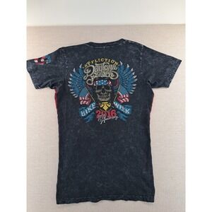 Affliction Anniversary Daytona Bike Week Women's T-Shirt Large V Neck Black 2016